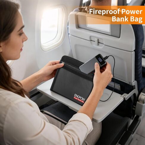 ENGPOW Fireproof Organizer Travel Bag,Heat Insulated＆Explosion-Proof Electronic Carry Case,Portable Home Travel Safe Storage for Power Bank,Phone,Cables,USB Drive＆Charging Protection, 10.6''x6.7'' in Saudi Arabia