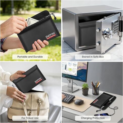 ENGPOW Fireproof Organizer Travel Bag,Heat Insulated＆Explosion-Proof Electronic Carry Case,Portable Home Travel Safe Storage for Power Bank,Phone,Cables,USB Drive＆Charging Protection, 10.6''x6.7'' in Saudi Arabia