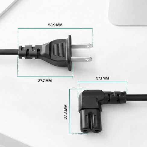 AC 90 Degree Right Angle 2 Prong TV Power Cord Replacement 5ft L Shaped Angled IEC C7 TV Cable for Samsung, LG, TCL, Hisense, Sony, Vizio, Insignia, Sharp, Toshiba in Kuwait