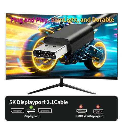 كابل ZZA DisplayPort 2.1، كابل 1.5 متر DP إلى DP لشاشة الألعاب، الرسومات، الكمبيوتر الشخصي أسود in Kuwait