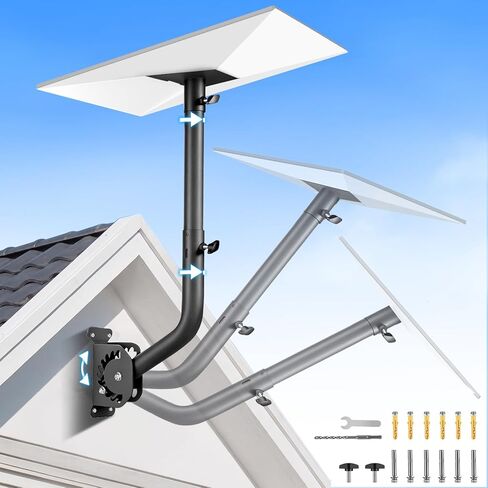Starlink Mount with Extension-Adjust Angle Without Disassembly Tube Gen 3 Roof Mount Wall/Ceiling Mounting Kit Compatible with Starlink Standard 4/4X/V3（Black） in Saudi Arabia
