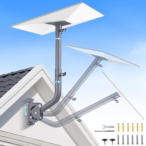 Starlink Mount with Extension-Adjust Angle Without Disassembly Tube Gen 3 Roof Mount Wall/Ceiling Mounting Kit Compatible with Starlink Standard 4/4X/V3（Black） in Saudi Arabia