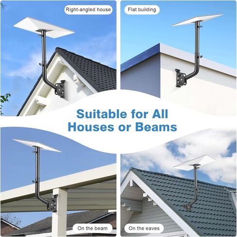 Starlink Mount with Extension-Adjust Angle Without Disassembly Tube Gen 3 Roof Mount Wall/Ceiling Mounting Kit Compatible with Starlink Standard 4/4X/V3（Black） in Saudi Arabia