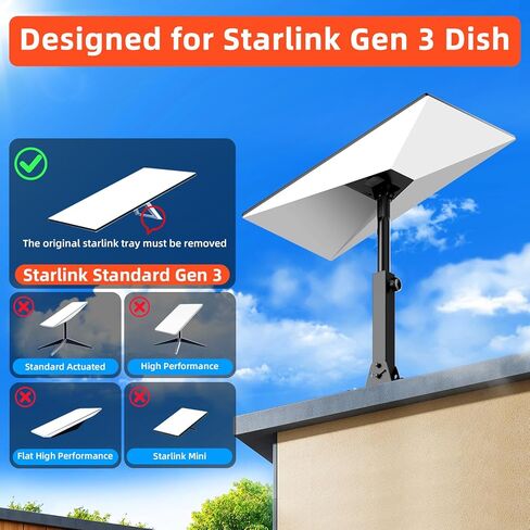 طقم تثبيت سقف Starlink قابل للتعديل من Starlink Gen 3//4/4X مع ذراع دعم تلسكوبي هيكل معدني لجدار Starlink Gen 3 سهل التركيب لجدران السقف الخشبية من البلاط الخرساني in Kuwait