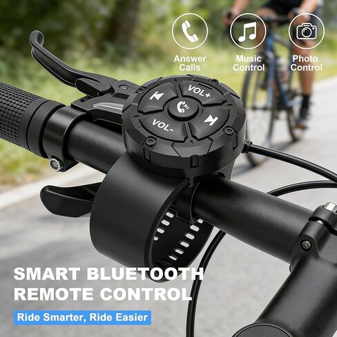 Bluetooth Media Button, Waterproof Wireless Music Controller for Car Steering Wheel, Bike & Motorcycle Handlebars, Multimedia Playback & Shutter Compatible with iPhone and Android in Kuwait