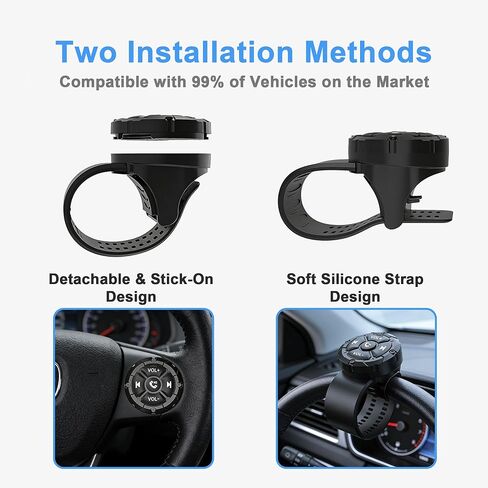 Bluetooth Media Button, Waterproof Wireless Music Controller for Car Steering Wheel, Bike & Motorcycle Handlebars, Multimedia Playback & Shutter Compatible with iPhone and Android in Kuwait