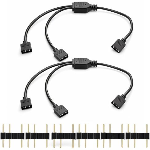 2 حزمة كابل مقسم ARGB، كابل تمديد Argb 1 إلى 2 أنثى إلى أنثى 5 فولت 3 دبوس مقسم RGB قابل للعنونة لتمديد مراوح Argbs للكمبيوتر أو شرائط LED in Kuwait
