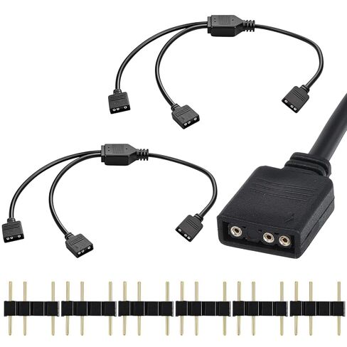 2 حزمة كابل مقسم ARGB، كابل تمديد Argb 1 إلى 2 أنثى إلى أنثى 5 فولت 3 دبوس مقسم RGB قابل للعنونة لتمديد مراوح Argbs للكمبيوتر أو شرائط LED in Kuwait