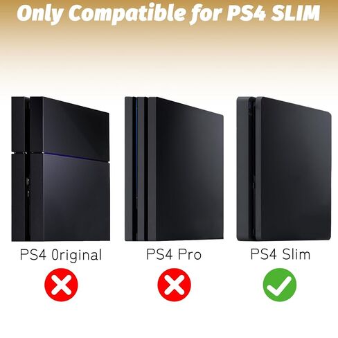 حامل جداري متوافق مع جهاز PS4 Slim، بالقرب من التلفزيون أو خلفه، موفر للمساحة، دعامة تثبيت معدنية رفيعة على الحائط لجهاز PS4 مع حامل وحدة تحكم قابل للفصل وشماعة سماعة الرأس in Kuwait
