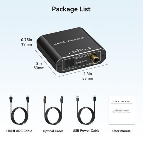 يعمل مستخرج الصوت VPFET HDMI eARC فقط مع HDTV ARC/eARC محول الصوت محول الصوت HDTV المنقول عبر Toslink+المنافذ المحورية يدعم 192 كيلو هرتز لمسارح الصوت والمسارح المنزلية وأنظمة الصوت بدون CEC in Kuwait