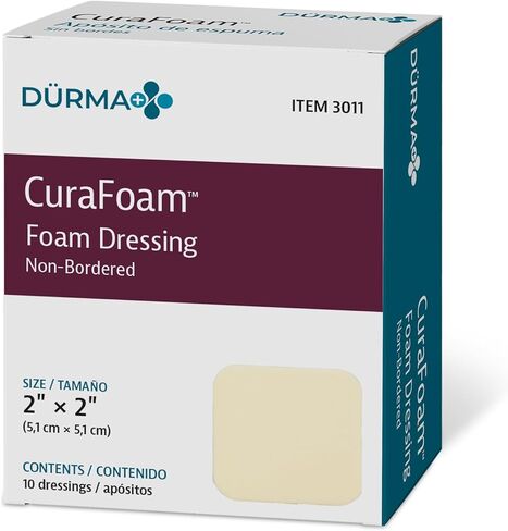 Dynarex 3012 CuraFoam تلبيس إسفنجي، غير محدد، معقم، يوفر رعاية مبطنة ورطبة للجروح، 4 بوصة × 4.25 بوصة، عبوة من 10 قطع in Saudi Arabia
