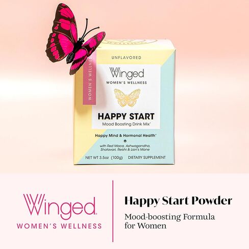 Winged Happy Start | Mood Boost Powder for Women | Unflavored (30 Servings), Non-GMO in Saudi Arabia