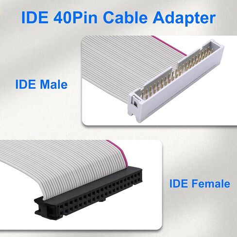 IDE 40 دبوس ذكر إلى أنثى تمديد مهائي كابلات سلك الشريط المسطح لكابل توسيع موصل PATA HDD 3.5 بوصة-30 سم/11.8 بوصة in Kuwait
