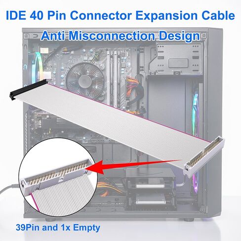 IDE 40 دبوس ذكر إلى أنثى تمديد مهائي كابلات سلك الشريط المسطح لكابل توسيع موصل PATA HDD 3.5 بوصة-30 سم/11.8 بوصة in Kuwait