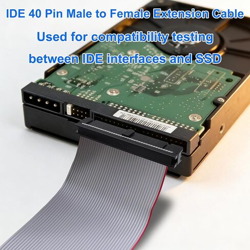 IDE 40 دبوس ذكر إلى أنثى تمديد مهائي كابلات سلك الشريط المسطح لكابل توسيع موصل PATA HDD 3.5 بوصة-30 سم/11.8 بوصة in Kuwait
