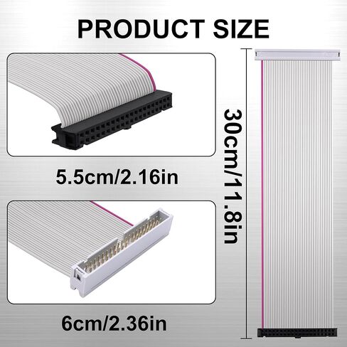 IDE 40 دبوس ذكر إلى أنثى تمديد مهائي كابلات سلك الشريط المسطح لكابل توسيع موصل PATA HDD 3.5 بوصة-30 سم/11.8 بوصة in Kuwait
