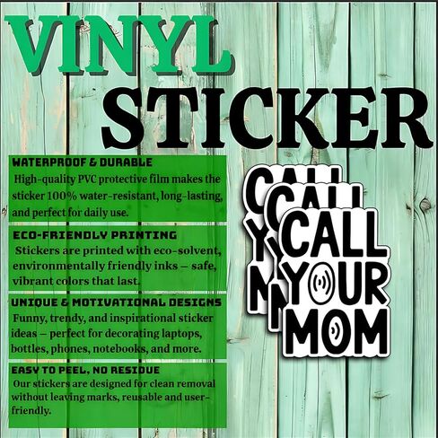 (3 قطع) ملصقات Call Your Mom اقتباس عيد الأم، هدايا جمالية مضحكة هدية من الفينيل المقاوم للماء لزجاجة مياه Kindle، ممتص الصدمات، قبعة صلبة للهاتف المحمول، تقدير ملهم - 3x2 in Kuwait