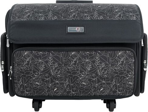 Everything Mary XL Rolling Sewing Machine Case – Grey Floral Craft Bag with 4 Wheels – Portable Organizer in Kuwait