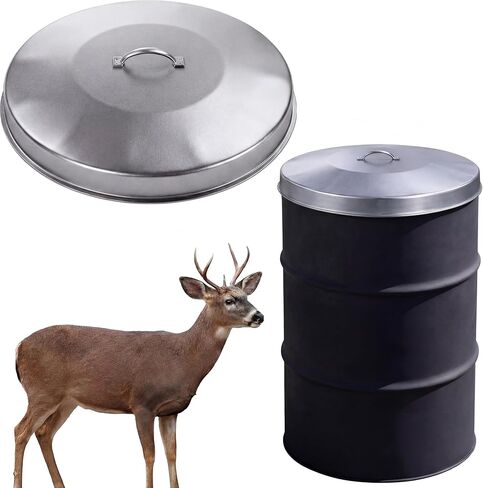2 Pack White 55 Gallon Drum Lid with Handle Feeder Part Steel 3 Deep Heavyweight 9 lb Heavy Duty Waterproof Dustproof for Deer Turkey Feeder Fit Most 55 Gallon Rain Barrel in Kuwait