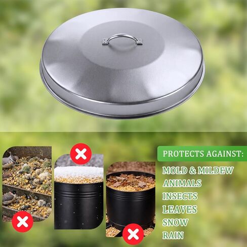 2 Pack White 55 Gallon Drum Lid with Handle Feeder Part Steel 3 Deep Heavyweight 9 lb Heavy Duty Waterproof Dustproof for Deer Turkey Feeder Fit Most 55 Gallon Rain Barrel in Kuwait
