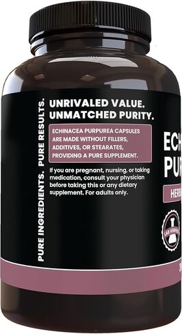 PURE ORIGINAL INGREDIENTS Echinacea Purpurea (365 Capsules) No Magnesium Or Rice Fillers, Always Pure, Lab Verified in Saudi Arabia