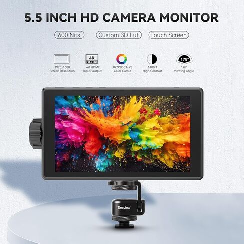 Desview Camera Monitor 4K HDMI HDR مع شاشة اللمس IPS و 3D LUT ، شاشة حقل الكاميرا DSLR/شاشة خارجية لإعداد موقع التصوير ، بيئة تصوير الاستوديو (5.5 بوصة شاشة) in Saudi Arabia