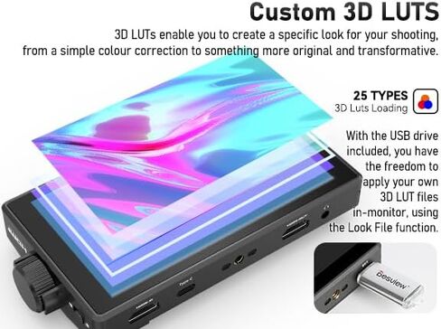 Desview Camera Monitor 4K HDMI HDR مع شاشة اللمس IPS و 3D LUT ، شاشة حقل الكاميرا DSLR/شاشة خارجية لإعداد موقع التصوير ، بيئة تصوير الاستوديو (5.5 بوصة شاشة) in Saudi Arabia