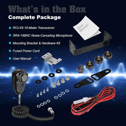 Ranger RCI-X9 راديو هواة عالي الطاقة 10 متر 100 وات PEP AM/SSB متعدد الأوضاع تعمل باللمس وإضاءة خلفية 7 ألوان SRA-198 ميكروفون ديناميكي لإلغاء الضوضاء ومشتت حراري مدمج وعداد تردد مراوح تبريد مزدوجة in Kuwait