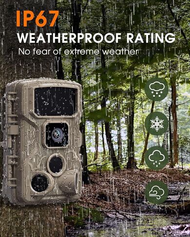 كاميرا Punvoe Trail WiFi 4K 64MP مع بطاقة ذاكرة 64 جيجابايت 8 بطاريات ورؤية ليلية Ip67 مقاومة للماء بزاوية واسعة 130 درجة وسرعة تشغيل 0.1 ثانية، مناسبة لاكتشاف الحياة البرية في الهواء الطلق ومراقبة كاميرا الألعاب in Kuwait
