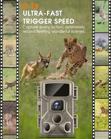 كاميرا Punvoe Trail WiFi 4K 64MP مع بطاقة ذاكرة 64 جيجابايت 8 بطاريات ورؤية ليلية Ip67 مقاومة للماء بزاوية واسعة 130 درجة وسرعة تشغيل 0.1 ثانية، مناسبة لاكتشاف الحياة البرية في الهواء الطلق ومراقبة كاميرا الألعاب in Kuwait