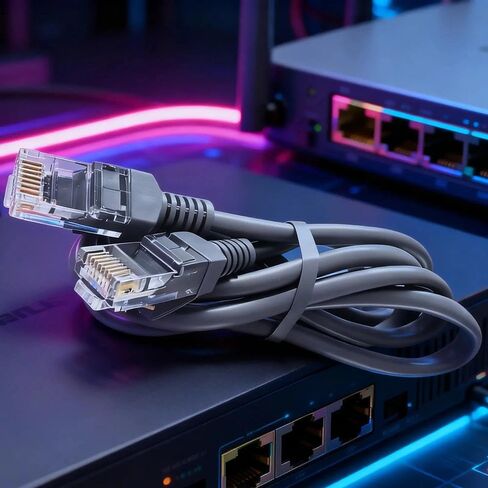 كابلات إيثرنت لكابل شبكة Cat 5 عالي السرعة لجهاز التوجيه، اتصال إنترنت موثوق للألعاب والبث والعمل (كابل شبكة جهاز التوجيه الرمادي، 5000 مم) in Kuwait