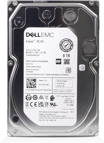 محرك الأقراص الصلبة Dell/Seagate Exos 7E10 ST8000NM023B سعة 8 تيرابايت 7200 دورة في الدقيقة SATA 6 جيجابايت/ثانية 512e 3.5 بوصة in Kuwait