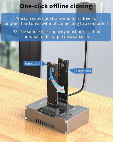 جهاز نسخ AOKO M.2/mSATA SSD، ناسخة PCIE NVMe/NGFF SSD، محطة إرساء USB C إلى NVMe SATA miniSATA، قارئ M.2 وغلاف لكليهما (مفتاح M، مفتاح B+M)، يدعم النسخ دون اتصال in Kuwait