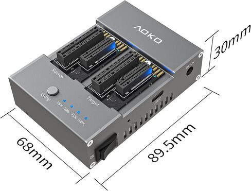 جهاز نسخ AOKO M.2/mSATA SSD، ناسخة PCIE NVMe/NGFF SSD، محطة إرساء USB C إلى NVMe SATA miniSATA، قارئ M.2 وغلاف لكليهما (مفتاح M، مفتاح B+M)، يدعم النسخ دون اتصال in Kuwait