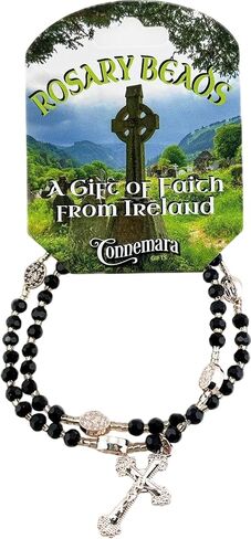 Irish Connemara Marble Stretch Rosary Bracelet – Handcrafted Wrist Rosary with Crucifix & Religious Charms in Saudi Arabia
