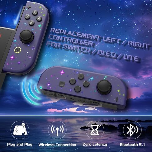 قطعة بديلة لوحدات التحكم في المفاتيح من KONGEA، لوحة ألعاب يسار ويمين متوافقة مع Nintendo Switch/OLED/Lite، مع جيروسكوبي 6 محاور، تنبيه، اهتزاز وعصا التحكم in Kuwait