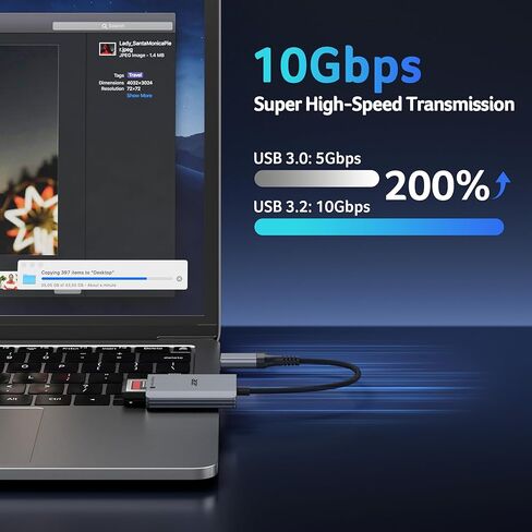 قارئ بطاقات Acer CFexpress Type B، محول بطاقة USB 3.2 Gen 2 CF Express Type B بسرعة 10 جيجابت في الثانية، قارئ بطاقات USB-C وUSB-A CFB 2 في 1 متوافق مع iPhone 17/16/15، والكمبيوتر المحمول، وMacBook Neo/Pro/Air، وiPad، وAndroid in Kuwait