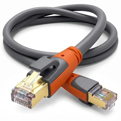 كابل إيثرنت Cat 8 بطول 6 أقدام، كابلات LAN عالية السرعة 40 جيجابت في الثانية 2000 ميجا هرتز محمية، شديد التحمل 26AWG خارجي داخلي Cat8 RJ45 سلك إنترنت متوافق مع أجهزة الكمبيوتر الشخصية PS5 Xbox Router Modem Office Industrial in Kuwait