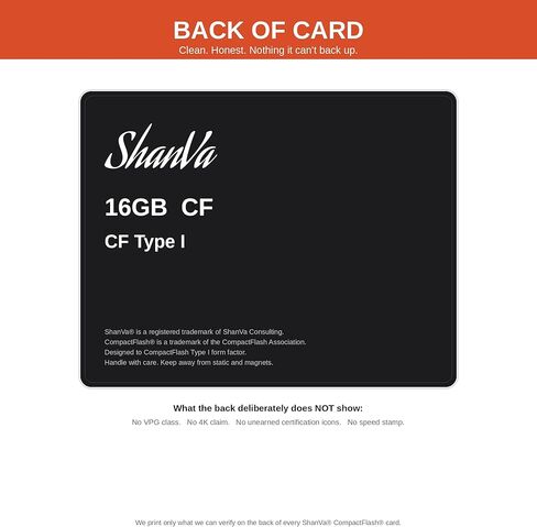 بطاقة ShanVa CompactFlash سعة 16 جيجابايت - بطاقة ذاكرة UDMA CF لكاميرات DSLR القديمة، والكاميرات الاحترافية، وكاميرات الفيديو عالية الدقة، والمعدات الصناعية وعينات الموسيقى in Kuwait