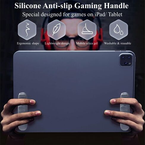مقبض ألعاب لجهاز iPad - حامل يد من السيليكون المضاد للانزلاق، تشغيل مشغلات متعددة الأصابع، وحدة تحكم في قبضة ألعاب الكمبيوتر اللوحي قابلة للغسل وإعادة الاستخدام لـ PUBG/إخراج السكاكين/قواعد البقاء in Kuwait