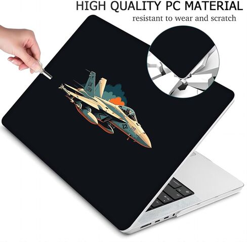 متوافق مع جهاز MacBook Pro مقاس 14 بوصة، حافظة صلبة مع غطاء لوحة مفاتيح وواقي شاشة (A2442 A2779 A2918 A2992 A3112 A3185 A3401 A3434، إصدار 2021-2025) - Fighter Jet MC22170 in Kuwait