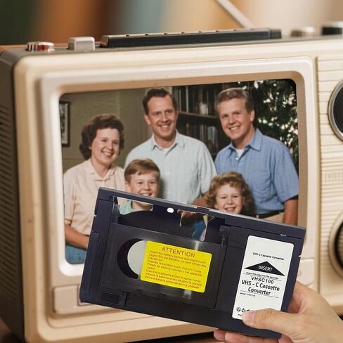 محول كاسيت VHS-C إلى VHS مزود بمحرك - مثالي لمشغل VCR، وشريط VHS لكاميرا الفيديو إلى التحويل الرقمي (غير متوافق مع 8 مم/Minidv/Hi8) مع قطعة قماش نظيفة للعدسة الصفراء in Kuwait