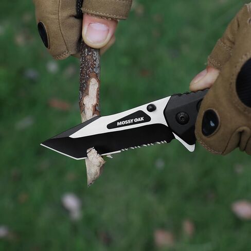 سكين جيب قابل للطي من Mossy Oak مع سبائك الألومنيوم ومقبض G10، سكين تكتيكي مقاس 4.75 بوصة مع قاطع زجاج من الفولاذ التنغستن، قاطع حزام الأمان، مشبك الحزام، سكين النجاة للطوارئ، الهواء الطلق، التخييم in Kuwait