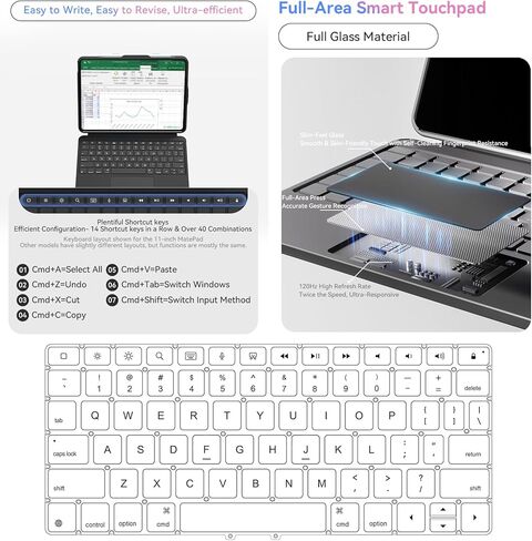 حافظة لوحة مفاتيح ZhaoCo Direct-Connect لجهاز iPad الجيل العاشر 10.9 بوصة والجيل الحادي عشر 11 بوصة، اتصال سلكي USB-C مع لوحة لمس كاملة المنطقة، دعم صوت USB-C in Kuwait