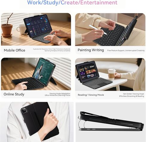 حافظة لوحة مفاتيح ZhaoCo Direct-Connect لجهاز iPad الجيل العاشر 10.9 بوصة والجيل الحادي عشر 11 بوصة، اتصال سلكي USB-C مع لوحة لمس كاملة المنطقة، دعم صوت USB-C in Kuwait