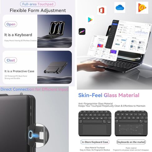 حافظة لوحة مفاتيح ZhaoCo Direct-Connect لجهاز iPad الجيل العاشر 10.9 بوصة والجيل الحادي عشر 11 بوصة، اتصال سلكي USB-C مع لوحة لمس كاملة المنطقة، دعم صوت USB-C in Kuwait