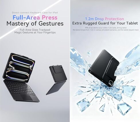 حافظة لوحة مفاتيح ZhaoCo Direct-Connect لجهاز iPad الجيل العاشر 10.9 بوصة والجيل الحادي عشر 11 بوصة، اتصال سلكي USB-C مع لوحة لمس كاملة المنطقة، دعم صوت USB-C in Kuwait