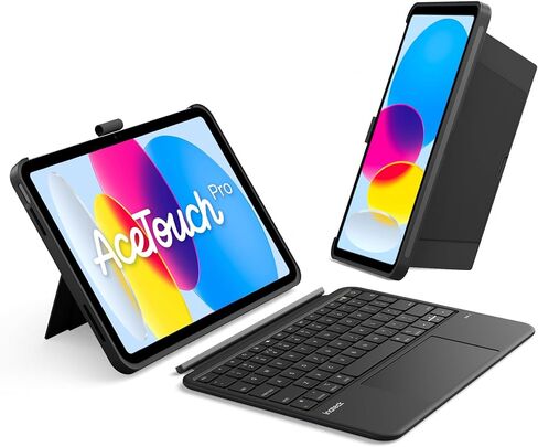 حافظة لوحة مفاتيح واقية Inateck AceTouch لجهاز iPad A16 الجيل الحادي عشر 2025 11 بوصة، iPad الجيل العاشر 2022 10.9 بوصة، لوحة مفاتيح قابلة للفصل مع لوحة لمس أكبر 5.1 بوصة، مع حامل قلم رصاص، QWERTY in Kuwait