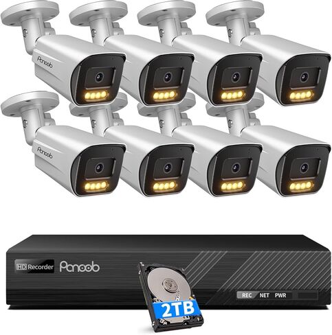 نظام كاميرا أمان 4K 16 قناة 4 تيرابايت HDD، 12 كاميرا IP تجارية بدقة 8 ميجابكسل PoE مع رؤية ليلية ملونة، صوت ثنائي الاتجاه، اكتشاف المركبات البشرية بالذكاء الاصطناعي، الوصول عن بعد، PB65A1216-8MD in Kuwait
