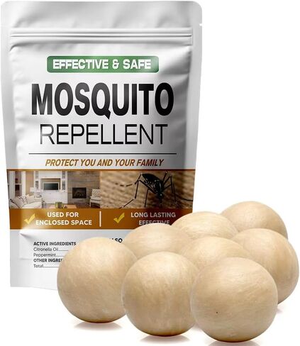 AUDQQM Mosquito Repellent Outdoor Patio, Mosquito Repellent Balls Indoor, Mosquitoes Deterrent for Yard, Mosquito Control, Keep Mosquito Away for Room/Porch/Camping, Effective for 60 Days-8P in Kuwait